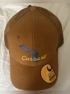 NWT Carhartt Hat Snap Back OS Brown Mens Outdoor Work Michigan Canvas Mesh